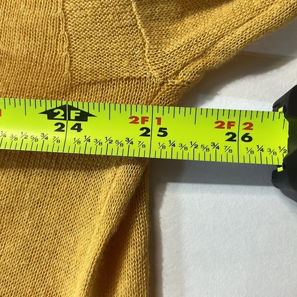 Rachel Zoe Yellow Linen Slouchy‎ Coastal Grandma Lagenlook Tunic Sweater Medium - Picture 9 of 9